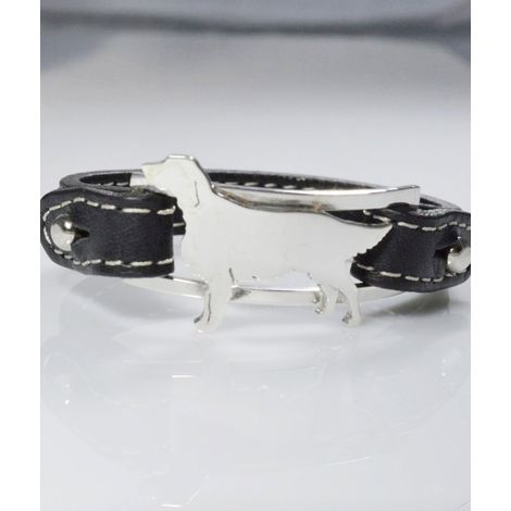Ein Irish Setter Echtlederarmband aus 925er Silber