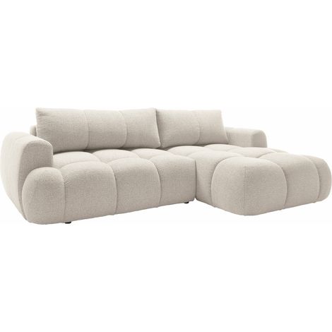 Mobilier1 – Canapé d'angle droit avec fonction de couchage – Tissu boucle – Ressorts Zig Zag – Dimensions 270x173x85cm – Fabriqué en UE
