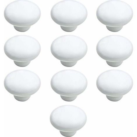 Pomo de puerta de cerámica para cocina, 10 unidades, 33 mm, color blanco (1/4)