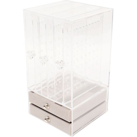 Coffret de rangement à boucles d'oreilles acrylique transparent, 5 tiroirs anti-poussière, présentoir de stockage pour bijoux, étui de display. (1/5)