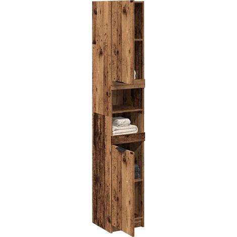 Badschrank Altholz-Optik 32x34x188,5 cm Holzwerkstoff