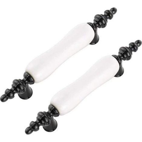 Set of 2 Modern Style Ceramic Door Handles with Screws for Cabinets, Cupboards and Drawers (1/5)