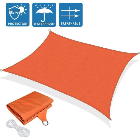 YMYNY Rechteckiges Sonnensegel, wasserdicht, Sonnenschutz, leicht, für Garten und Balkon, blockiert 95 % der UV-Strahlung, mit kostenlosem Seil, Orange, 2 x 3 m (1/4)
