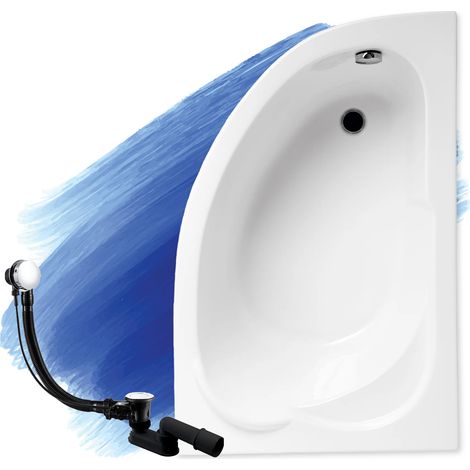 Baignoire Bain d'angle 130x85 Droite, Siphon de bain et pieds (support) - Set 3en1 - Fabriqué en UE - BADLAND STANDARD