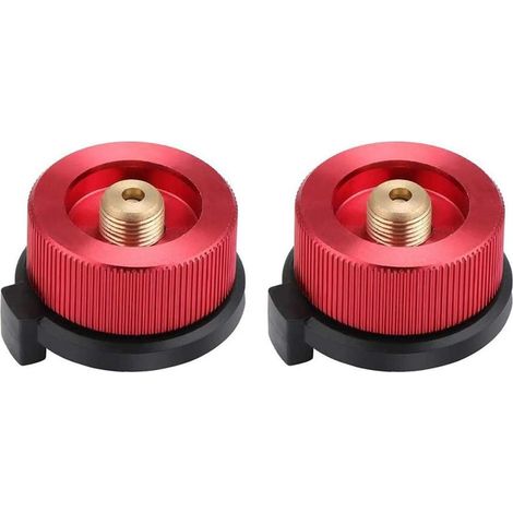 Connecteur de Réchaud de Camping, 2 pièces Adaptateur de gaz Camping, Adaptateur de Bouteille de gaz, Connecteur de Poêle pour Réchaud de Camping Bruleur Poêle (Rouge), (1/5)