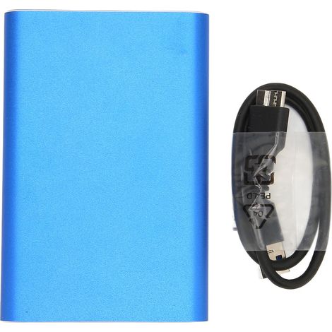 Disque dur externe 500 Go Bleu ultra-mince USB 3.0 haute vitesse, traitement CNC, portable HDD pour PC, TV, smartphones (1/5)