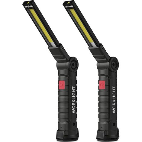 Wiederaufladbare LED-Arbeitsleuchte mit Magnetfuß, 360°-Drehung, 5 Leuchtmodi – ideales Geschenk zum Vatertag, zu Weihnachten oder zum Geburtstag (2 Stück).