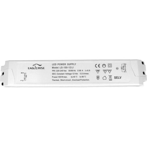 Alimentatore Trasformatore Lungo Sottile 12V 150W 12,5A Con Carcassa In Plastica Eaglerise LS-150-12 LI