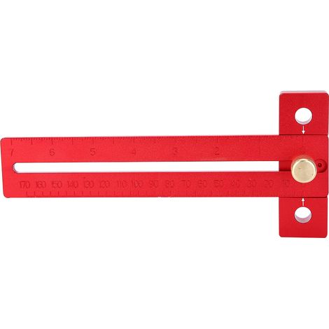 Règle de traçage, accessoire de menuiserie, en forme de T, surface anodisée, échelle claire, alliage d'aluminium, 170 mm (1/5)