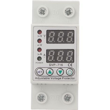 Protecteur de surtension et sous-tension AC220V 40A réglable, limite de courant avec délai ajustable, dispositif intelligent à réarmement automatique (1-40A surintensité). (1/5)