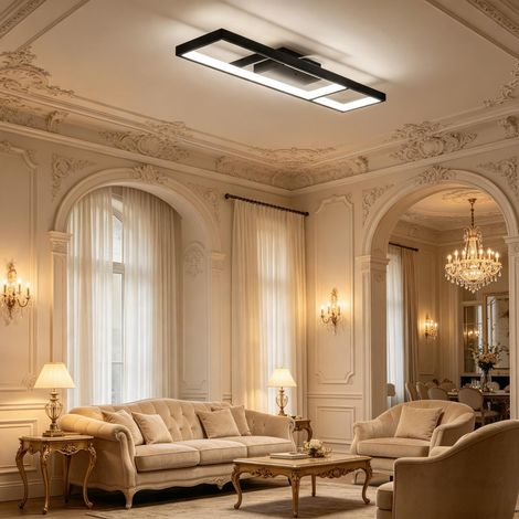 Plafonnier LED rectangulaire 43W, 70x30 cm, 3000-6000K, 4600LM avec télécommande (uniquement avec plafonnier LED) (1/5)