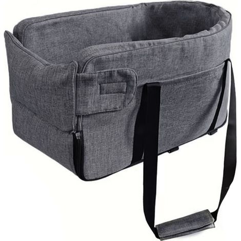 Center Console Dog Car Seat Detachable Armrest Booster Seat with Soft Cushion Safety Strap Pet Car Seat Portable Travel Bags for Dogs Cats,dark grey