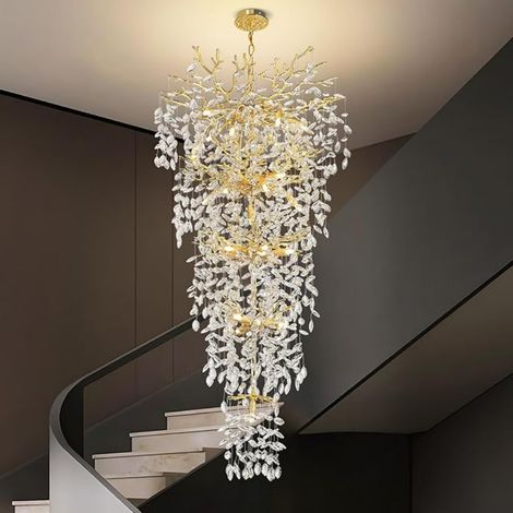 Kviflon lustre cristal doré hauteur 300 cm, 28 lampes K9 (1/5)