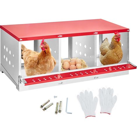 Hydromotrix – Pondoir pour poules en métal – étanche et ventilé – fond incliné pour collecte facile des œufs – installation murale ou posée – 3 compartiments (1/5)