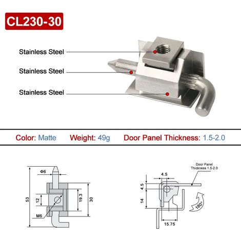 (CL230-30-1.5-2-L-5PCS)CL230 Charnière de porte d'armoire électrique en acier inoxydable à goupille détachable CL211 (1/5)