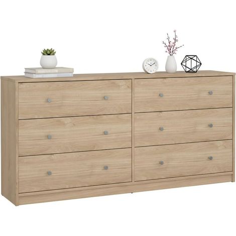 Dmora - Credenza Janine, Buffet da soggiorno, Madia da salotto, Dispensa da cucina, 143x30 h68 cm, Rovere