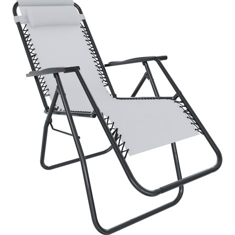 Sedia Sdraio A Gravità Zero Da Giardino Poggiatesta Regolabile Sedia Pieghevole Oscillante Ergonomica Traspirante Zero Gravity Da Esterno Piscina Mare Portata Massima 120 Kg (Bianco) (1/5)