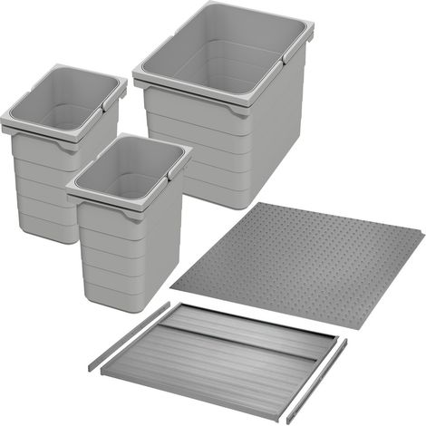Ninka Abfalltrennsystem eins2vier KB 450 mm (2 x 7L / 1 x 15L) alugrau für Seitenstärke 16 mm (1/5)