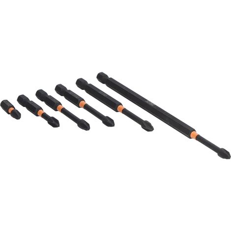 Jeu de 6 embouts de tournevis magnétiques, acier allié S2, tête Phillips PH2, tige hexagonale 1/4 pouce, compatible avec les perceuses électriques