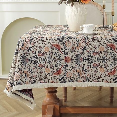 Nappe style peinture à l'huile rétro, housse de meuble TV en jacquard de coton et lin, nappe rectangulaire pour usage domestique, convient pour restaurant/fête/mariage/intérieur/extérieur - jacquard p