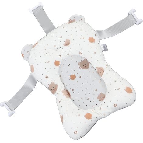 Tapis de bain pour bébé, antidérapant, doux, à séchage rapide, léger, coussin pour bébé assis et couché, pour nouveau-né, blanc (1/5)