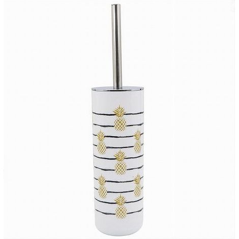 TRADE SHOP - Portascopino 9.1x26.8cm Con Scopino Accessori Bagno Wc Toilette Con Ananas 69761 - (1/2)