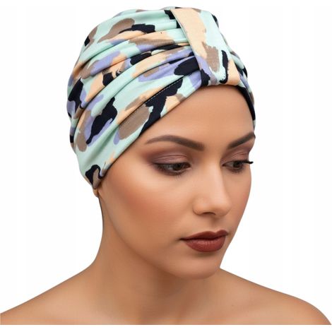 Turbante femenino Emma 443, un sombrero que se usa en la cabeza también después de la quimioterapia. (1/5)