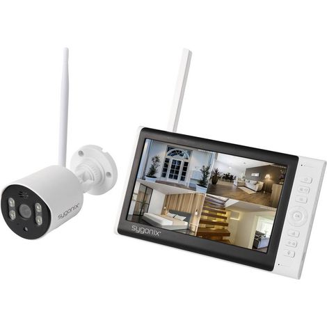 Sygonix SY-7187100 senza fili-Kit videocamere sorveglianza 4 canali con 1 camera 1280 x 720 Pixel 2.4 GHz