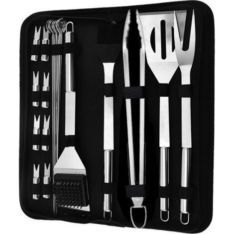 Kit Barbecue - Acier Inoxydable - 20 Pièces - Pour Barbecue Extérieur et Camping