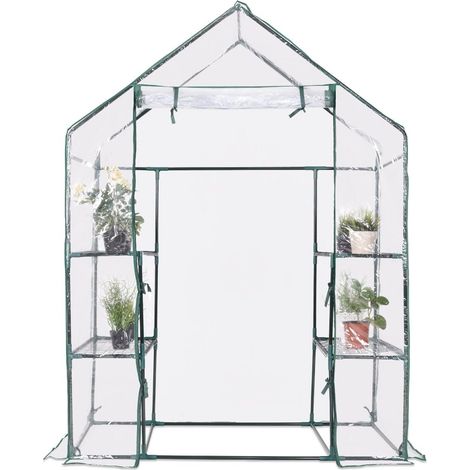 COSTWAY Serre de Jardin avec 4 Étagères, Cadre en Fer, Bâche Résistante et Imperméable, 143 x 73 x 195 cm (1/5)