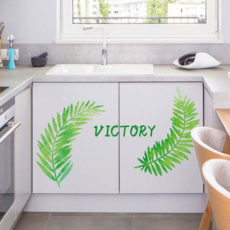 Sticker mural décoratif à motif de feuilles nordiques, style moderne et frais, pour chambre ou salon (1/5)
