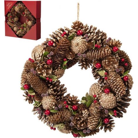Gold Pinecone Wreath - 36cm (14) Diameter (P027746) (1/3)