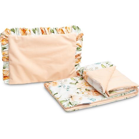Ensemble poussette en velours à volants, pivoine, pêche (1/4)