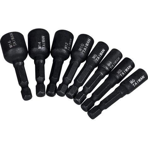 Lot de 8 Adaptateurs de Taraud à 1/4" Tige Hexagonale - Outils de Taraudage pour Perceuse, Vis et Filetage Métallique (1/5)