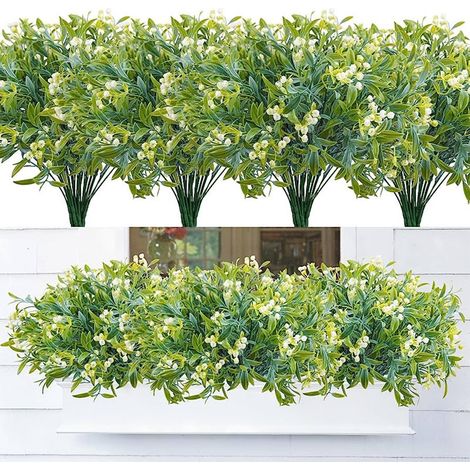Set of 4 Artificial Baby's Breath Flower Sprigs, Home Décor Ornament, Suitable for Windowsills, White
