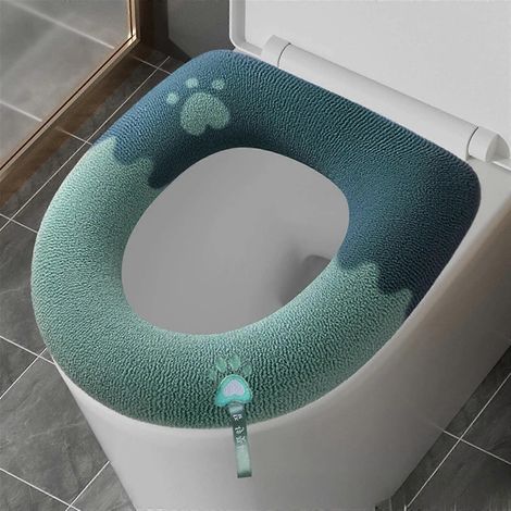 Coussin de siège de toilette en maille épaisse en forme de O, housse de siège de toilette universelle, tapis de toilette lavable, vert (1/5)