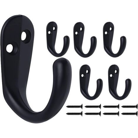 Crochet Porte Manteau Noir, 6 Pateres Muraux Retro Lourd Metal Crochets Murale Individuelle pour Maison Porte Entrée Cuisine Chambre Salle de Bain Garage -Noir (1/5)