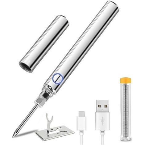 Fer a Souder Etain Sans Fil, Kit de Soudure 15W Temperature Réglable 200°C-450°C, Rechargeable USB, pour Réparation Soudage Brasage (1/4)
