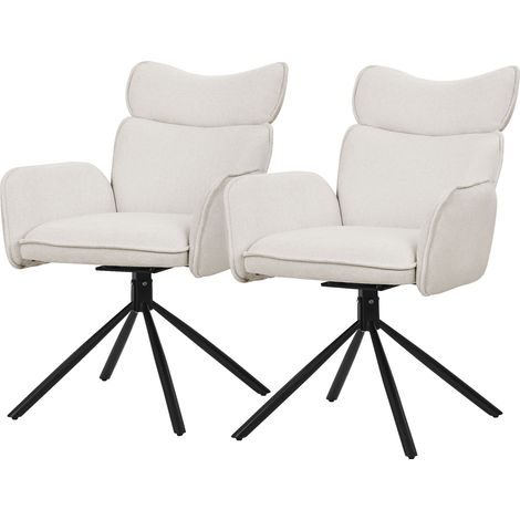 ML-Design Set di 2 Sedie da Sala Pranzo Beige con Rivestimento in Tessuto, Girevole a 360°, Gambe in Metallo, Poltrona Imbottita con Braccioli e Schienale, Sedia Ergonomica da Soggiorno e Cucina (1/5)