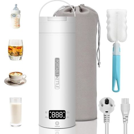 Mini Bouilloire Electrique 4 Temperature Reglable 400ML Petite Bouilloire de Voyage 300W Bouilloires Électriques Portable Ébullition Rapide de 3 Minutes Doublure Double En Acier Inoxydable 316 (1/5)