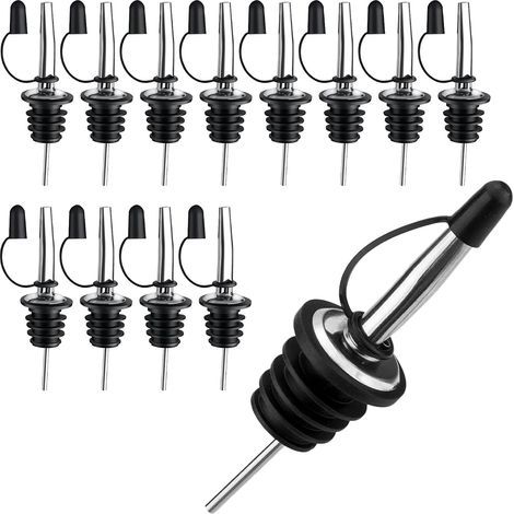 12-Piece Bottle Spout Pourers, Stainless Steel Pourers, Alcohol Pourer, Conical Bottle Pourer, For Liqueur, Wine, Bottles, Cocktails, Wines, Gins, Syrup, Vinegar (1/5)