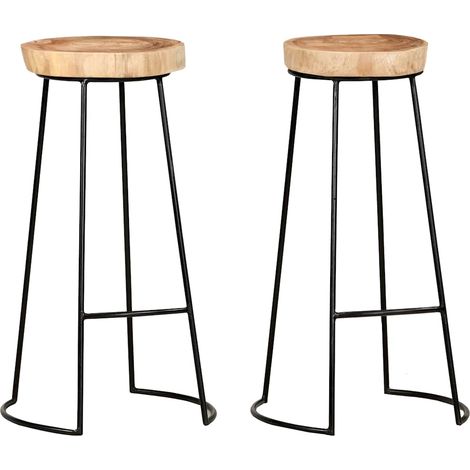 vidaXL Taburetes de cocina 2 unidades madera maciza de acacia (1/4)