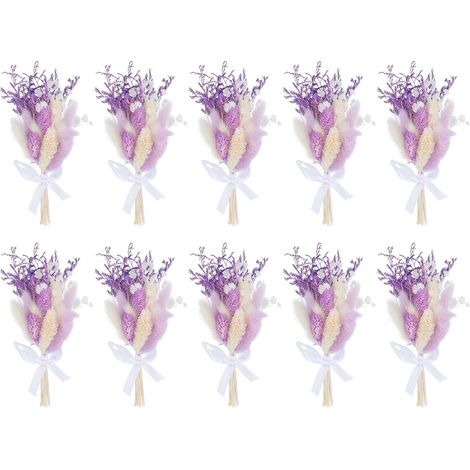 10 Pcs Mini Bouquet De Fleurs Séchées Fleurs Sauvages Violet (1/5)
