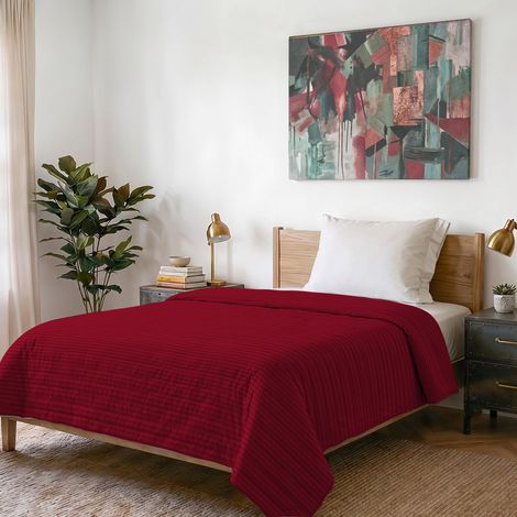 Satin Stripe Couette d'été Bordeaux, Single (1/5)