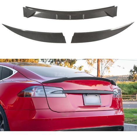 Set aus drei Heckspoilern in Carbonfaser-Optik für Tesla Model 3 2017-2023 (Lieferung in einem Karton) mit erhabenen Punkten. (1/5)