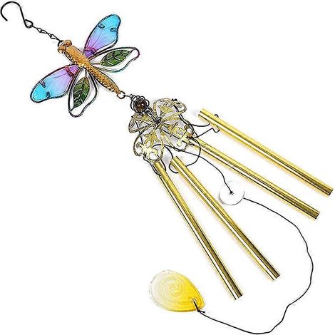 Carillon éolien libellule en verre, suspension pour jardin, décoration murale, fenêtre ou porte (1/5)