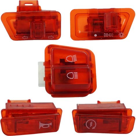 Interruptor para motocicleta, compatible con motores GY6, juego de 5 piezas, rojo. (1/2)