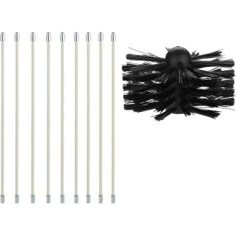 Kit Brosse de Cheminée, Outil Nettoyage pour Cheminées Brosse Kit de Ramonage Ccontient 9 (40cm Tiges Flexibles et 1 (100mm) Tête de kit de ramonage du Poêle à Granulés pour Poêle à Pellet (1/5)