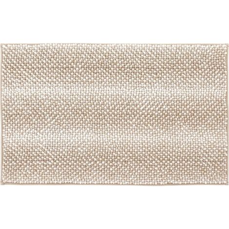 Tappeto bagno in ciniglia beige super soft 50x80 cm con retro antiscivolo Marea (1/5)