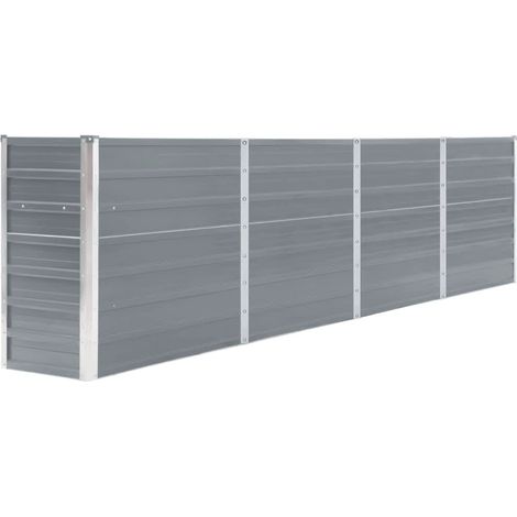Jardinière de jardin - Balconnière à fleurs 320x40x77 cm Acier galvanisé Gris BV230061 - BonneVie (1/5)